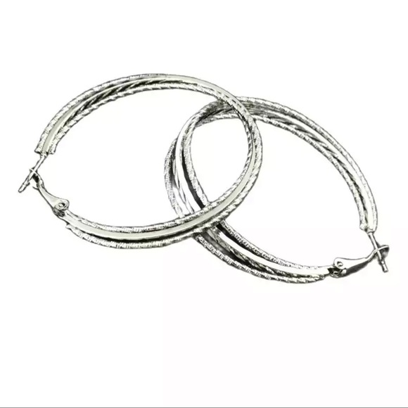 New Sterling Silver Round Boho Minimalist Hoop Earrings - Picture 3 of 8